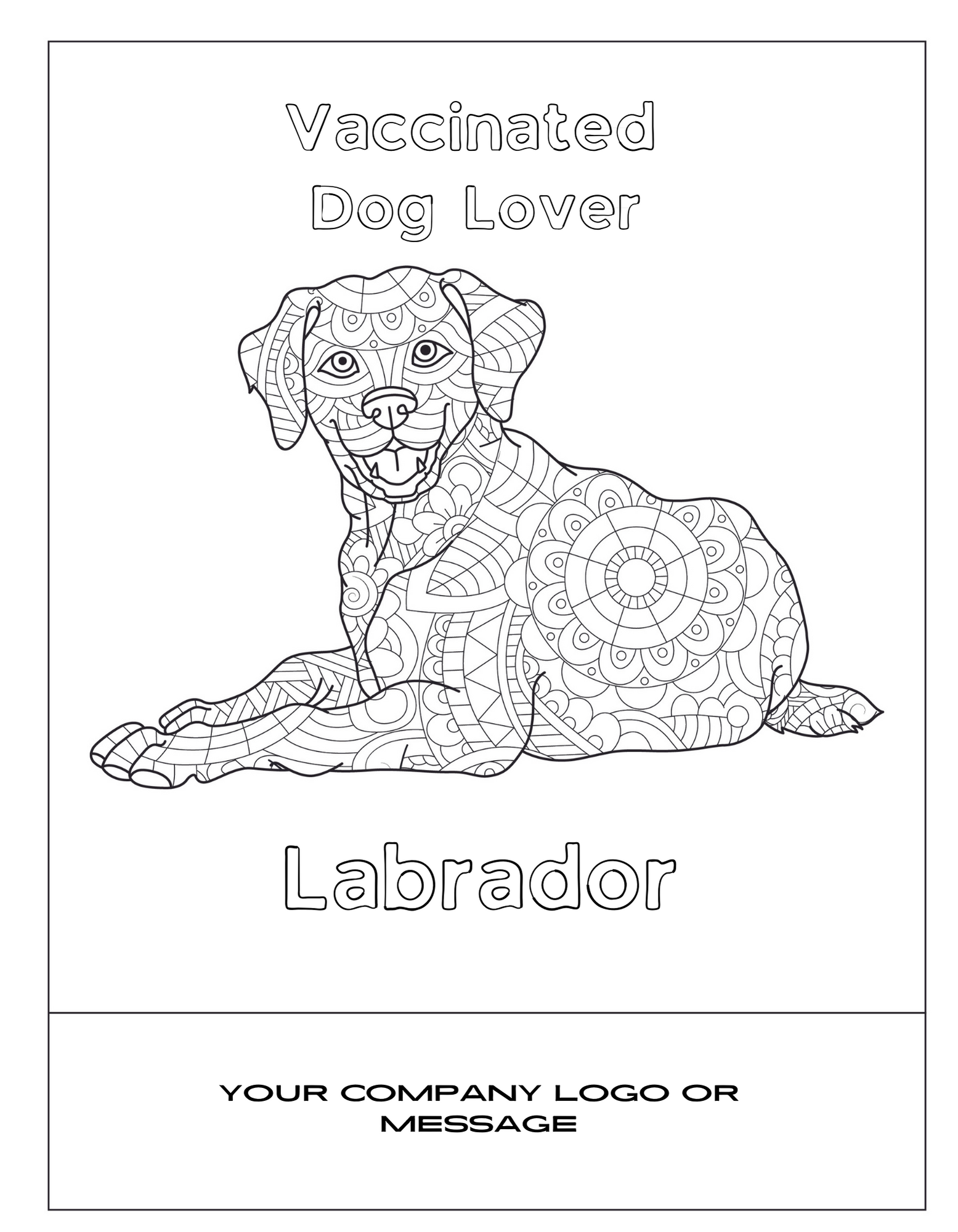 Vaccinated Dog Lover Labrador Coloring Sheet