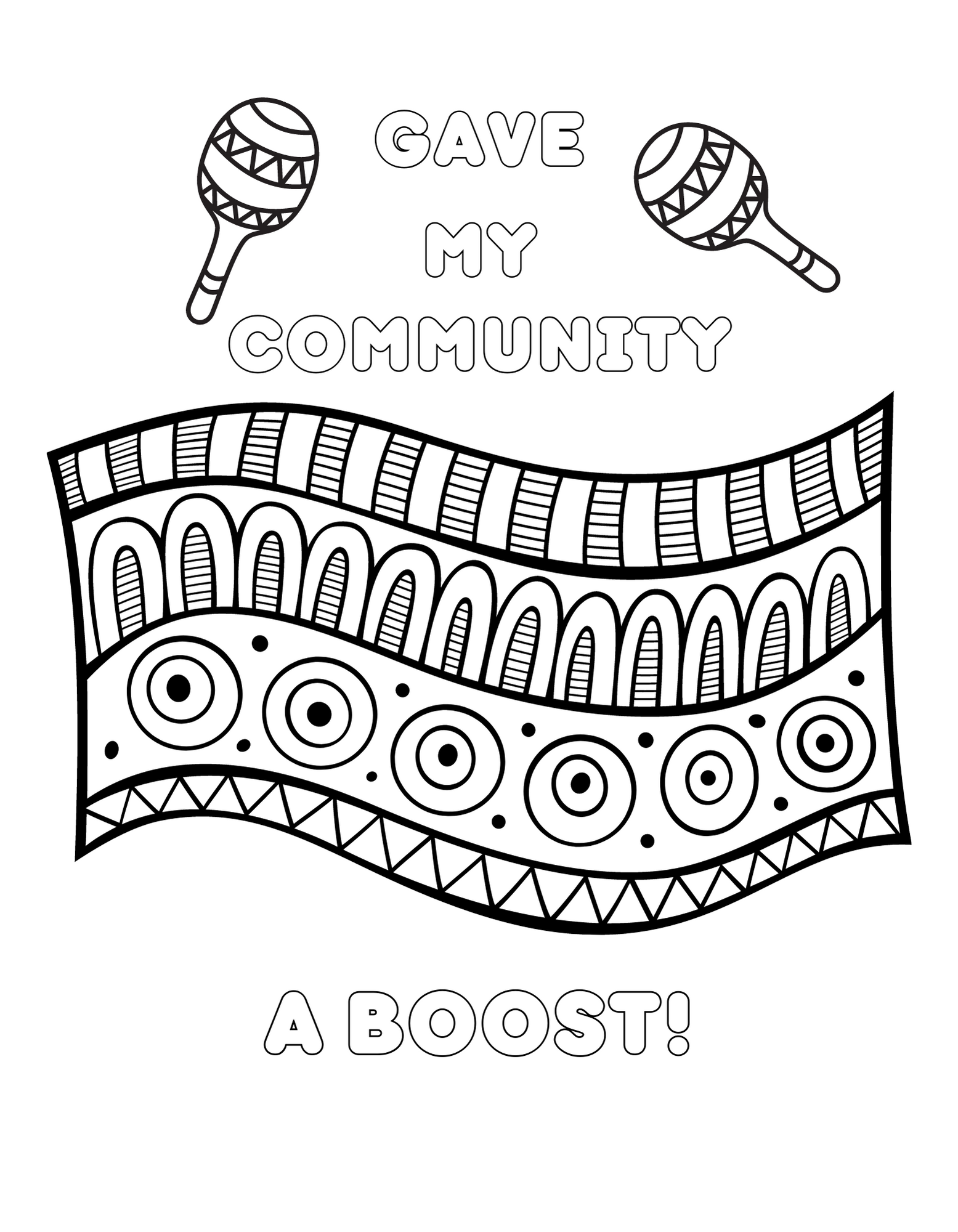 Latina Pattern, Gave my Community a Boost Coloring Sheet