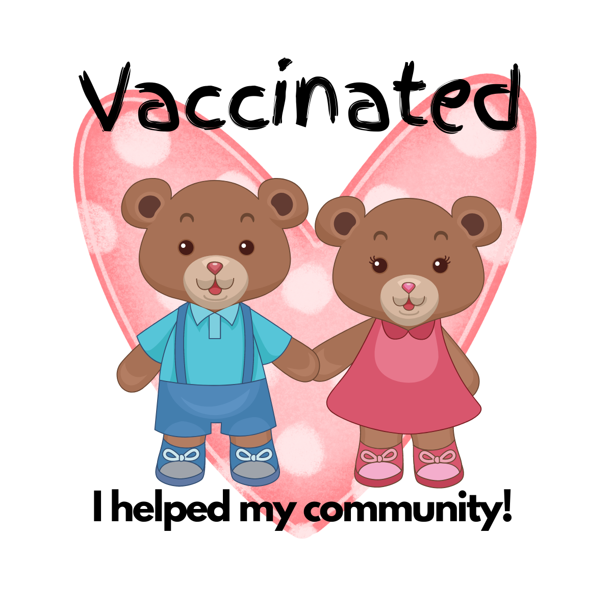 Boy Girl Bears Vaccinated Circle Button/Pin