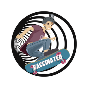 Vaccinated Skateboarder Circle Button/Pin
