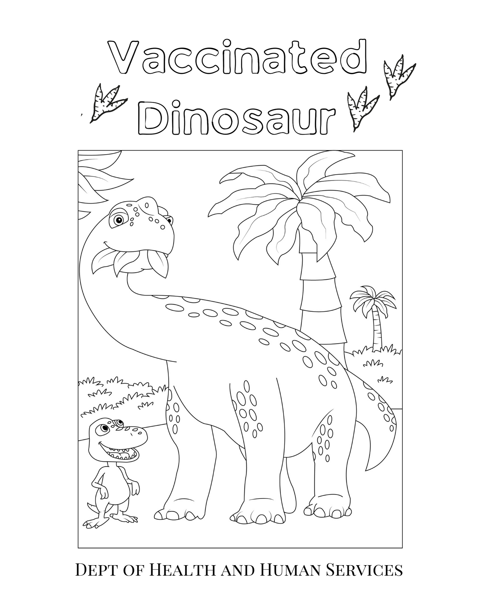 Vaccinated Dinosaur Coloring Sheet