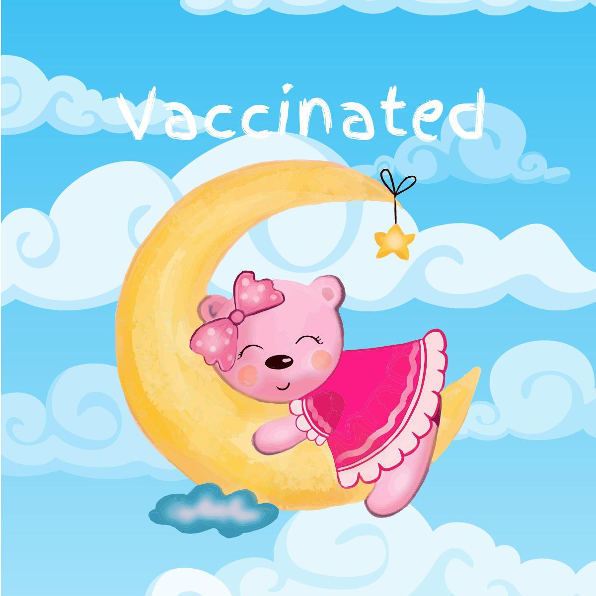 Vaccinated Moon Bear Day Circle Button/Pin