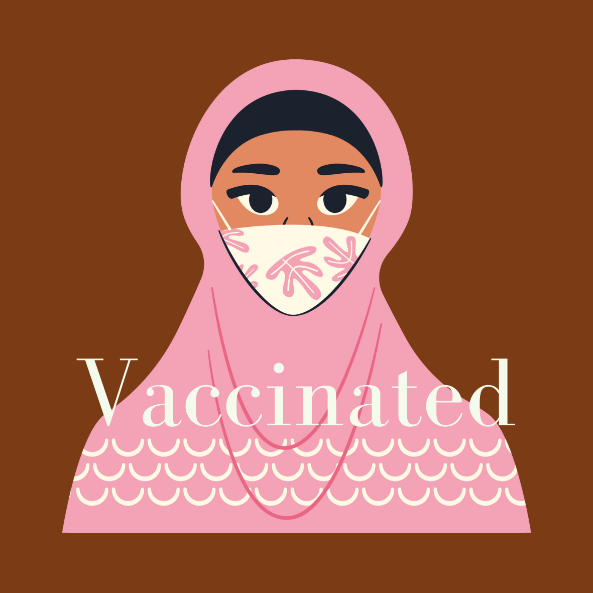 Muslim Woman Vaccinated Square Sticker