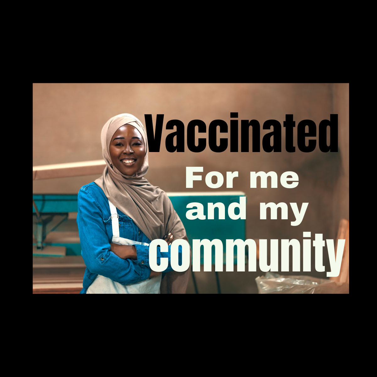 Muslim Woman, Vaccinated for Me and My Community Square Button/Pin