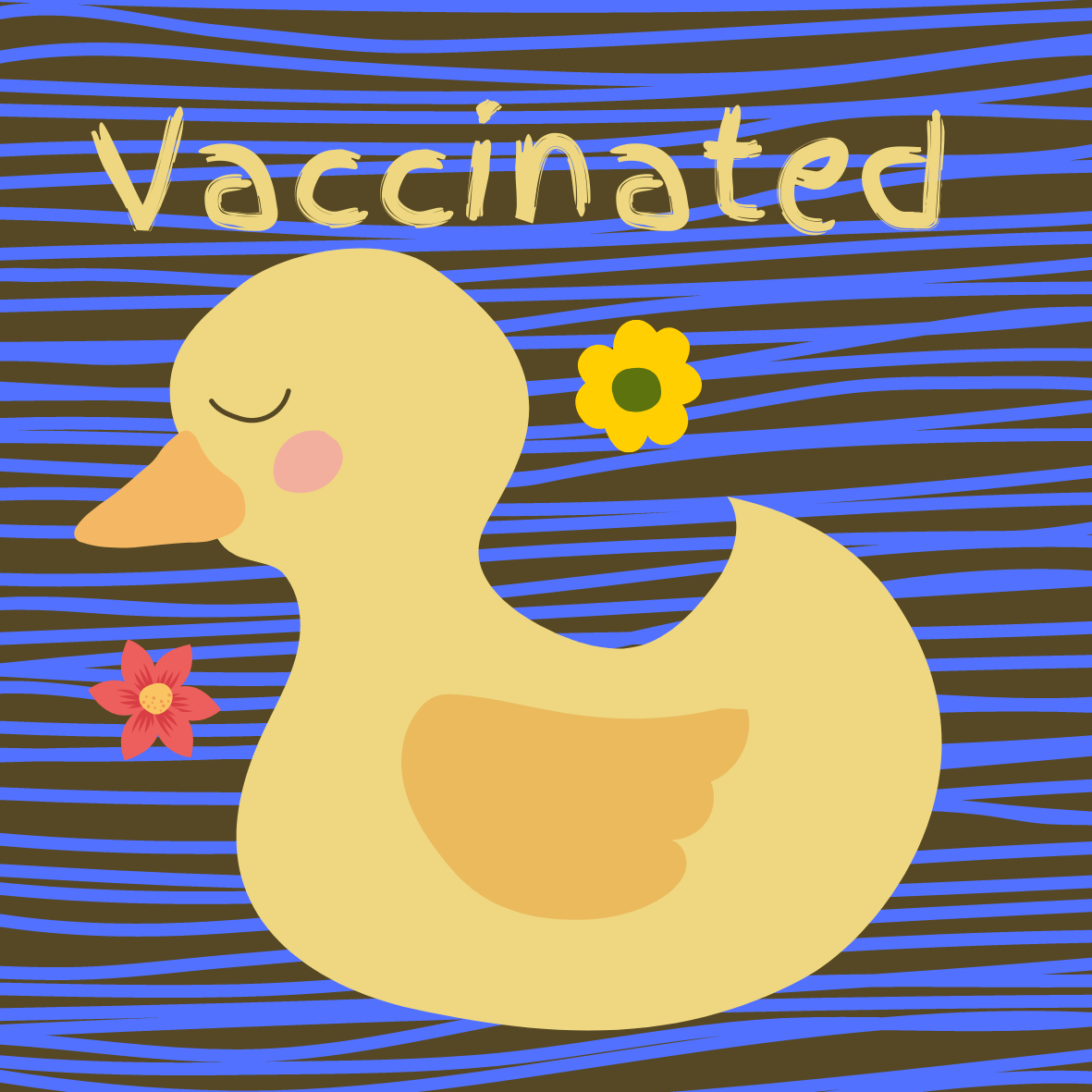 Vaccinated Baby Duck with Blue lines Circle Button/Pin