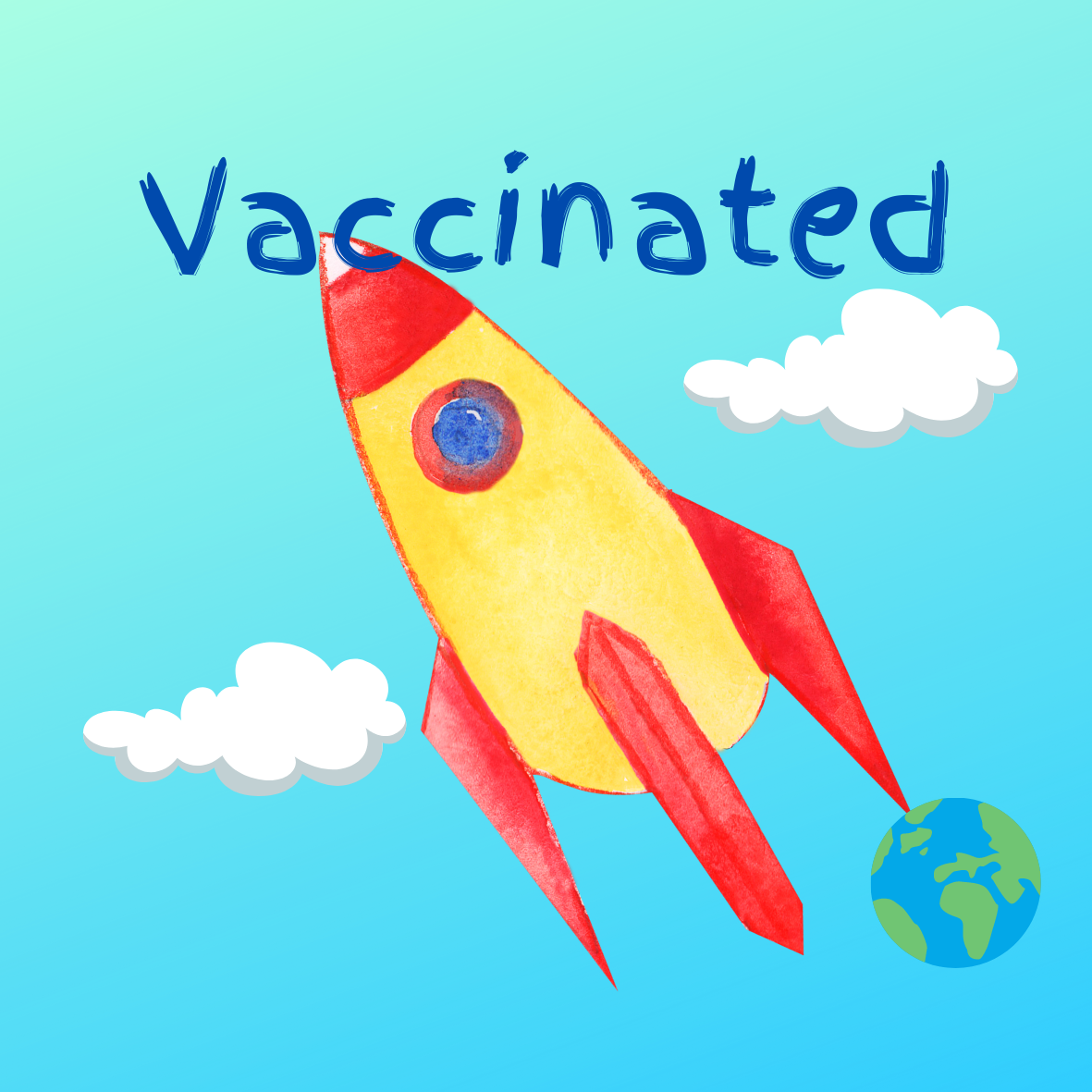 Vaccinated Rocketship Circle Button/Pin