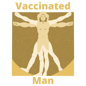 Vaccinated Vitruvian Man DaVinci art Square Button/Pin