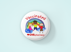 Vaccinated Rainbow Kids Circle Button/Pin
