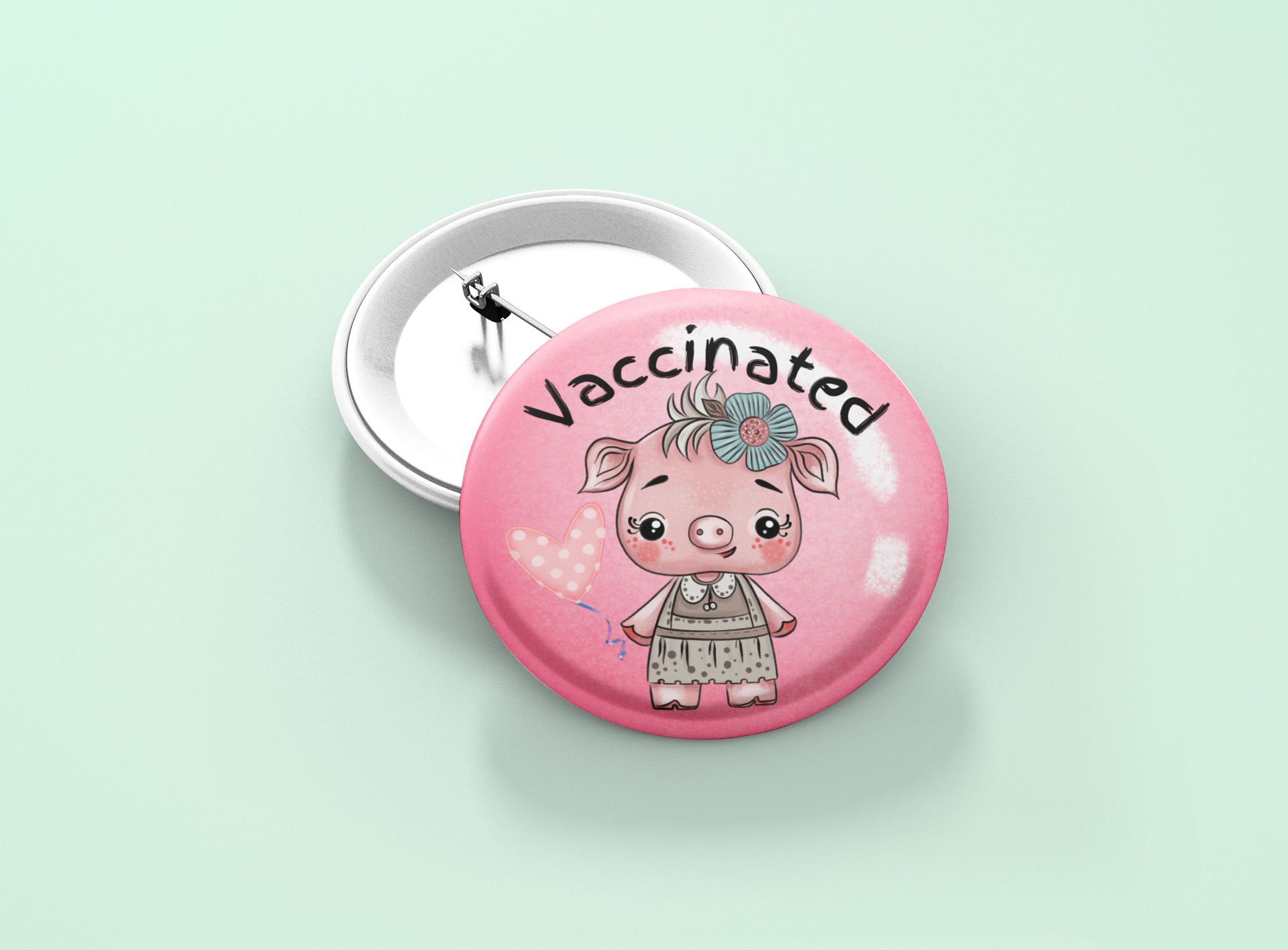 Cute Vaccinated Piglet Circle Button/Pin