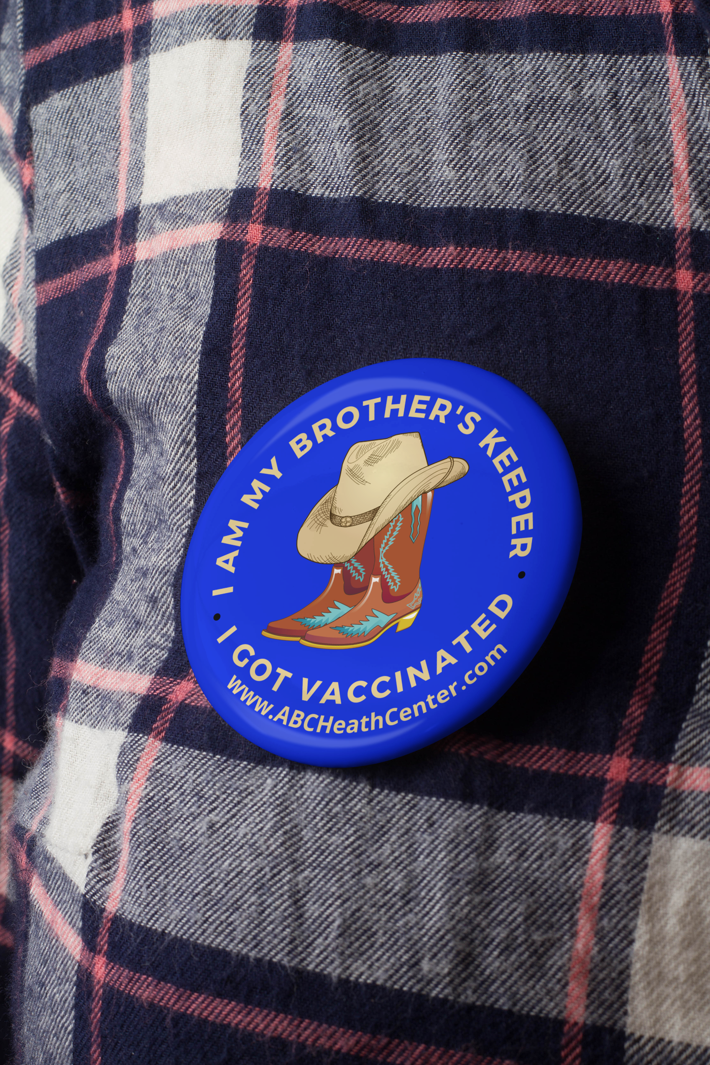 I Am My Brother's Keeper Cowboy Boots Circle Button/Pin