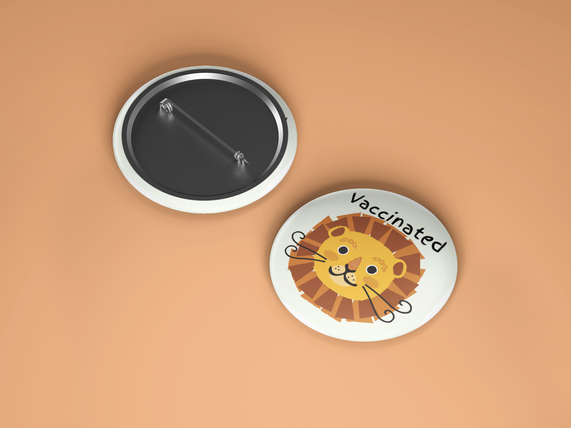 Vaccinated Lion Circle Button/Pin
