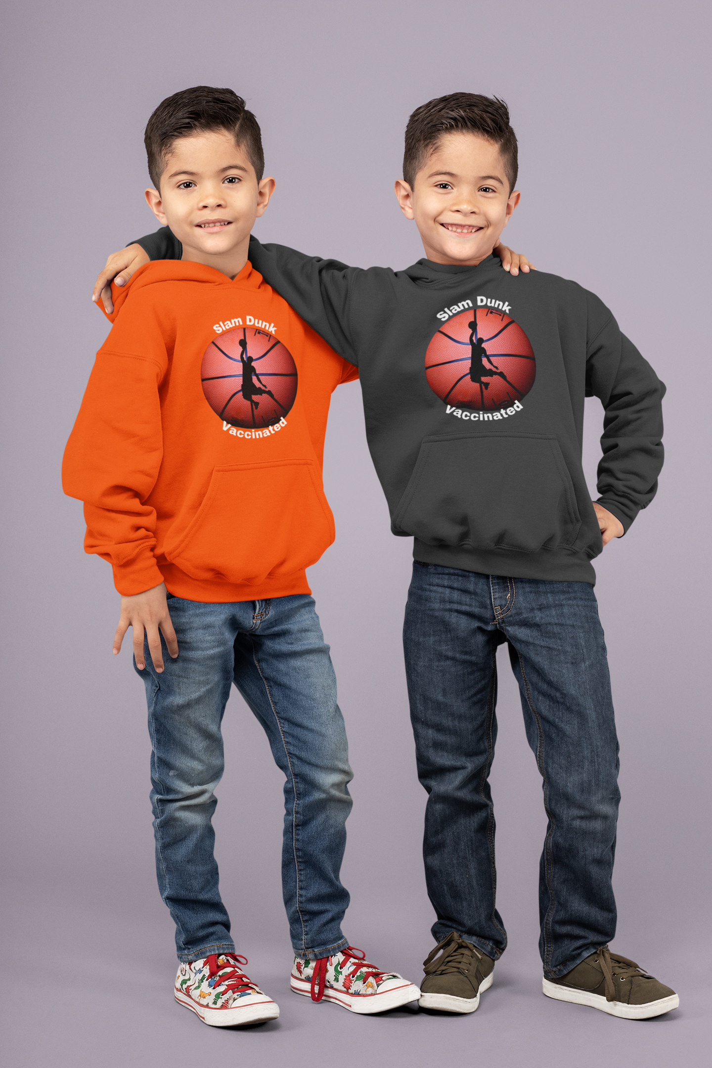 Youth Heavy Blend Hooded Sweatshirt, Slam Dunk Vaccinated