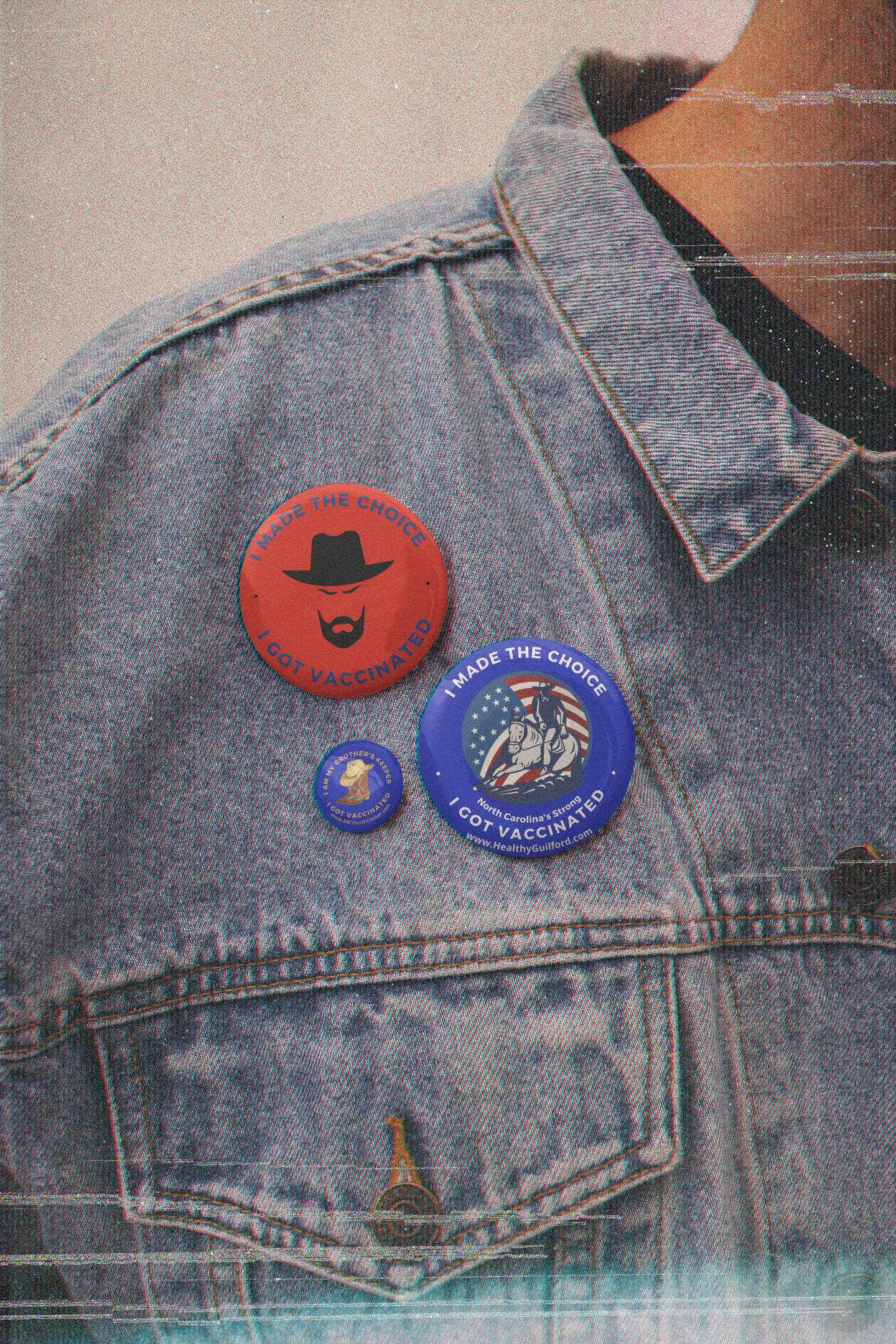 Vaccinated I Made the Choice Man in Hat Circle Button/Pin