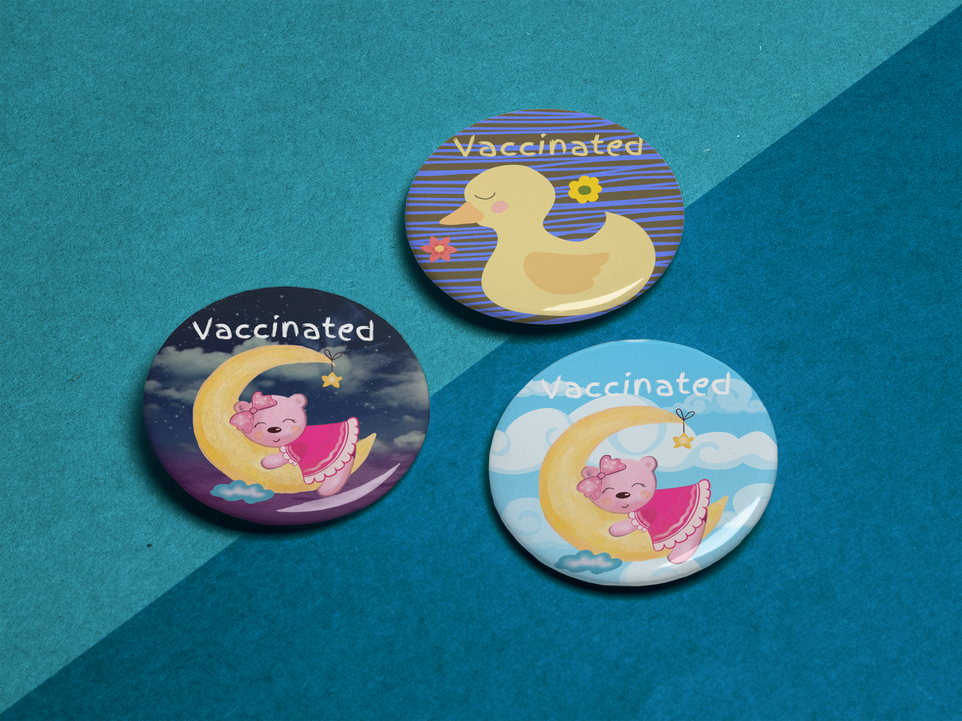 Vaccinated Moon Bear Night Circle Button/Pin