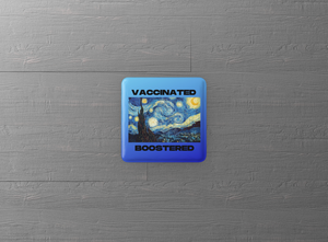 Vaccinated Boostered Van Gogh 2 Square Button/Pin